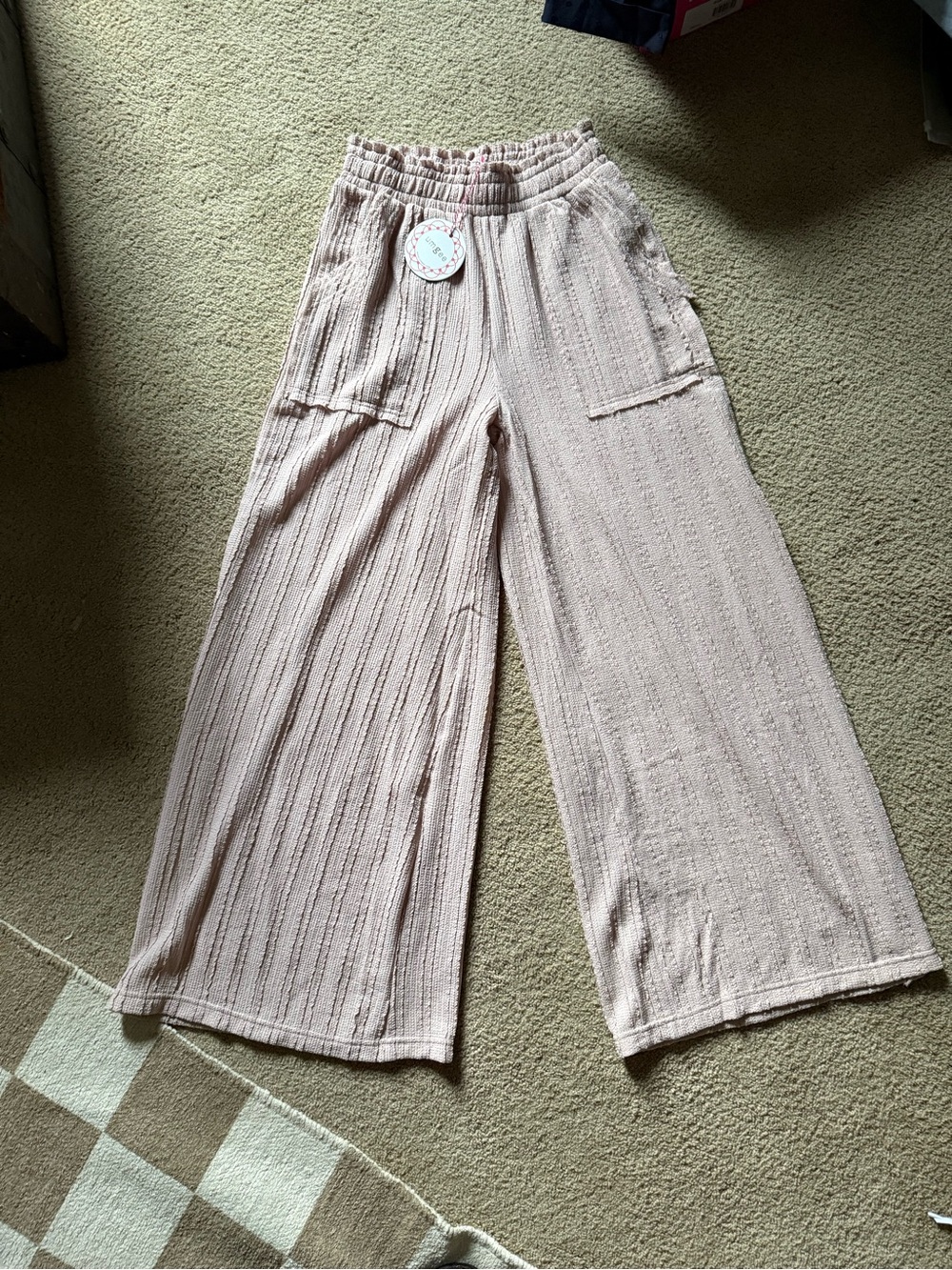 Umgee Wide-Leg Knit Pants in Blush Pink